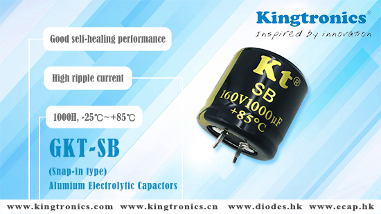 Kingtronics new product 85°C 1,000hrs GKT-SB Snap-in Aluminum E-cap